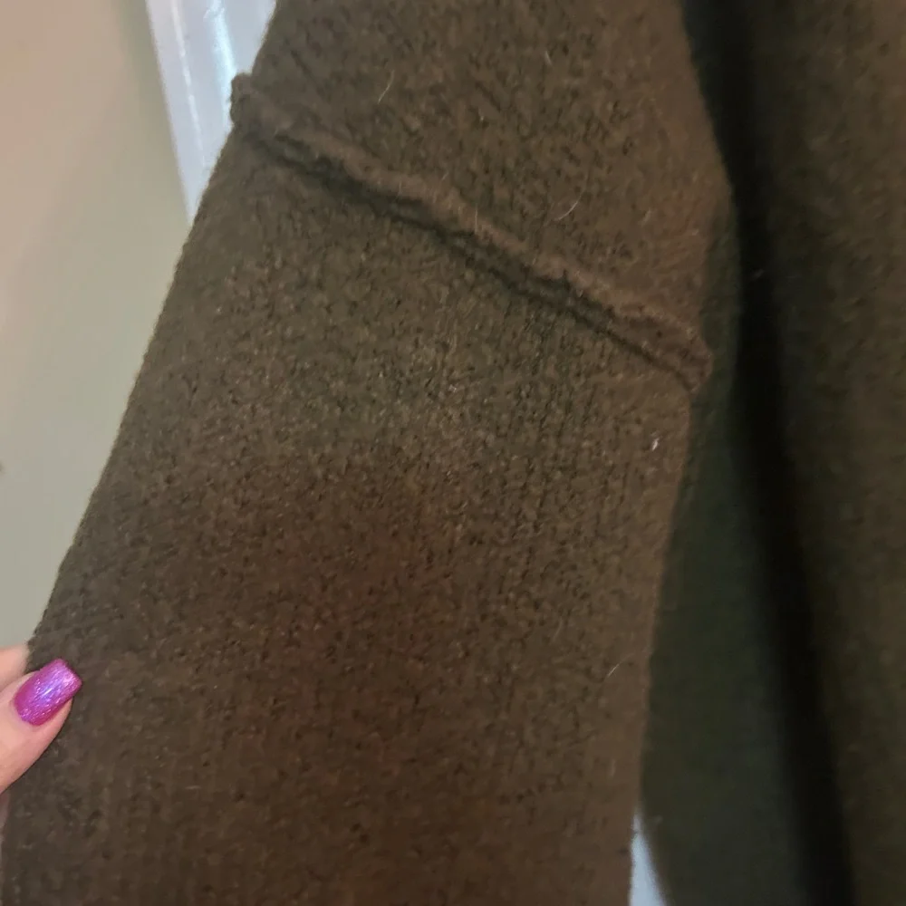 Olive Green Open Front Cardigan medium - Picture 5 of 7